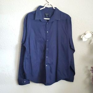 Attention blue button down shirt